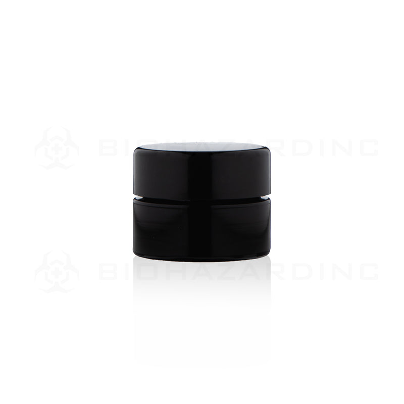 Concentrate Containers | UV Round Glass Concentrate Jars w/ Caps | 5mL - Opaque Black - 95 Count Concentrate Container Biohazard Inc   