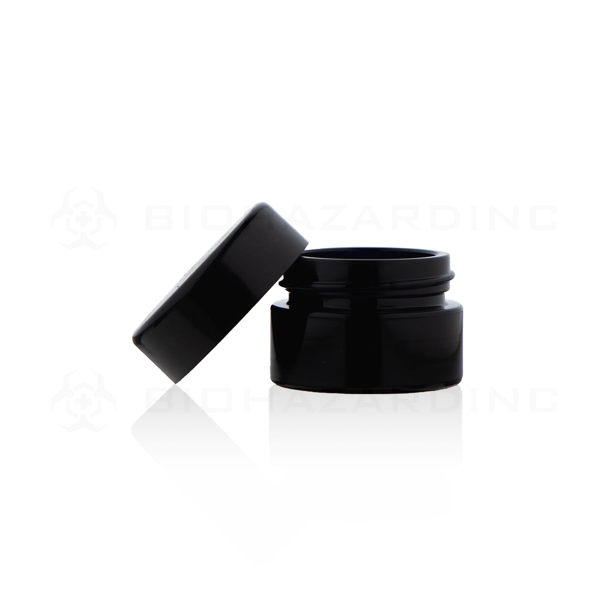 Concentrate Containers | UV Round Glass Concentrate Jars w/ Caps | 5mL - Opaque Black - 95 Count Concentrate Container Biohazard Inc   
