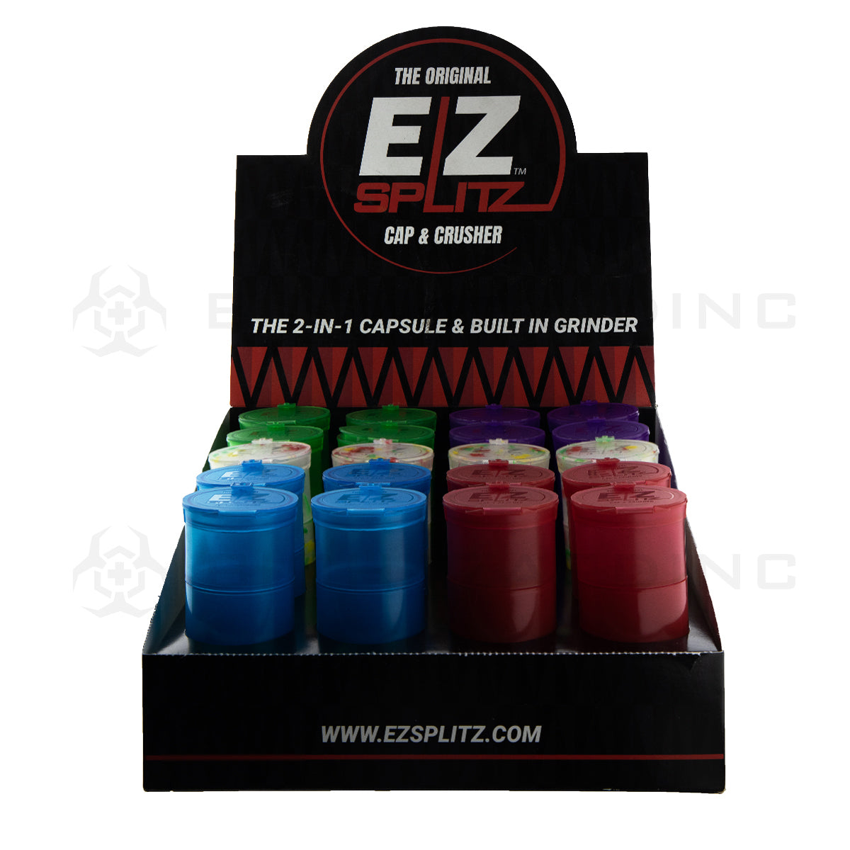 EZ Splitz | Cap & Crusher Pop Top Bottle + Built-in Grinder | 3.5 Grams - 20 Count Grinder EZ Splitz   