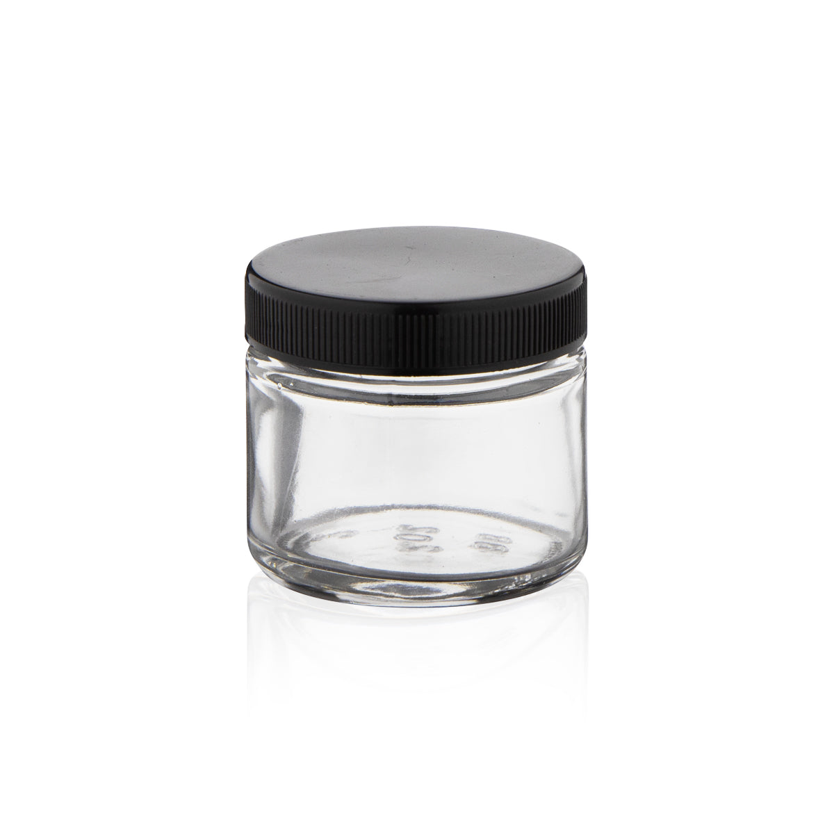 Glass Jar | Clear Glass Jars w/ Ribbed Caps - Gloss Black | 2oz - 240 Count Glass Jar Biohazard Inc   