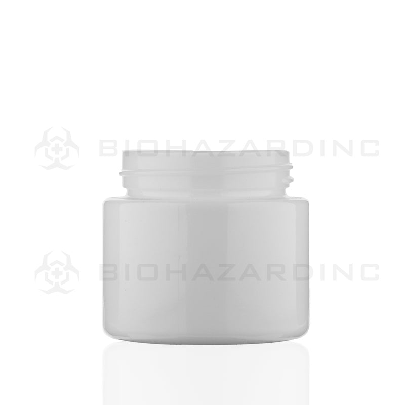 Child Resistant | Straight Sided Glass Jars w/ Flush Caps - Opaque White | Various Sizes Child Resistant Jar Biohazard Inc   