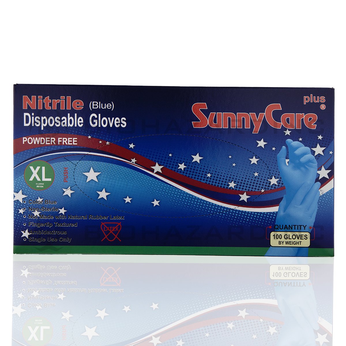SunnyCare | Powder-Free Nitrile Disposable Gloves | Extra Large | 100 Count Glove Latex Biohazard Inc   
