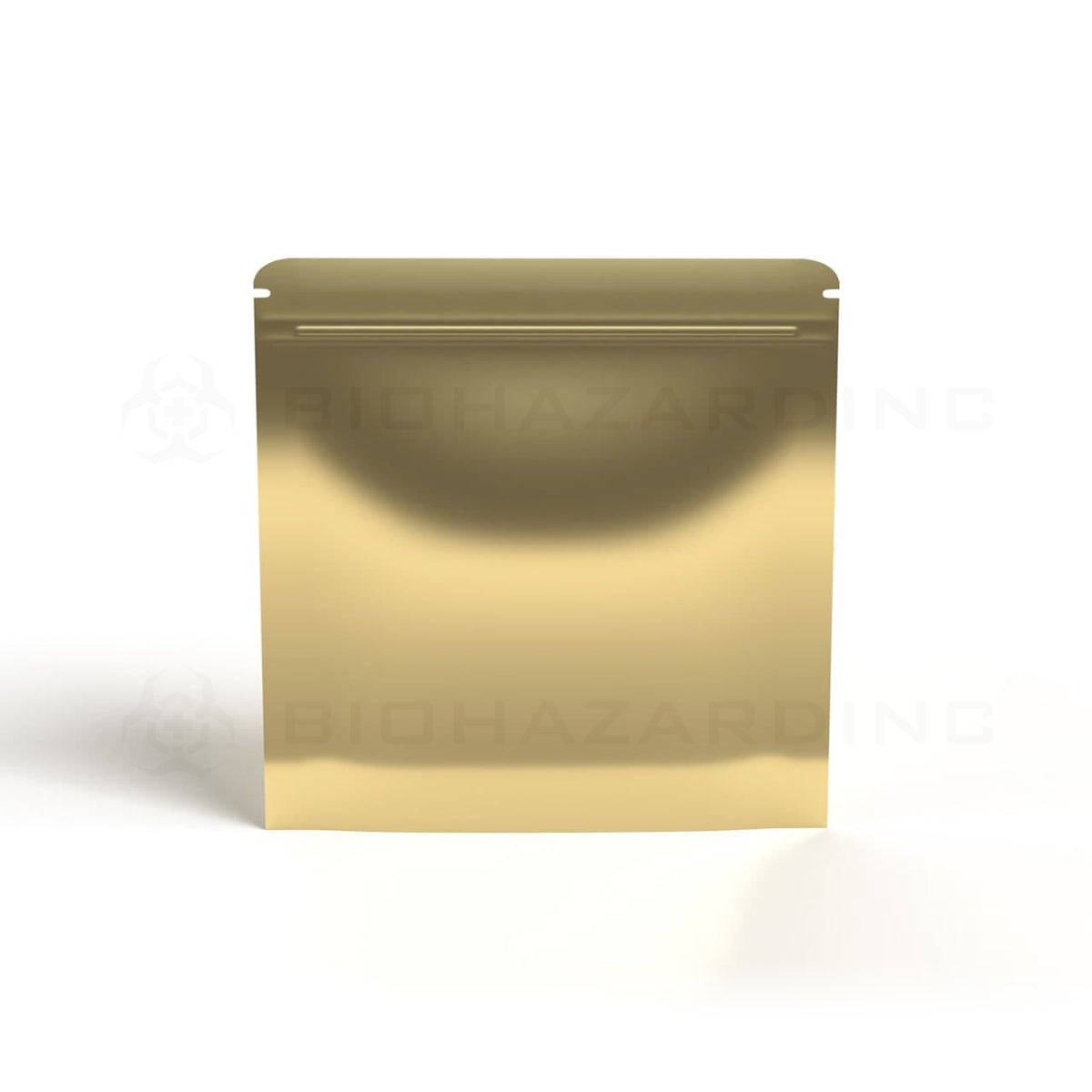 Tamper Evident | Glossy Gold Vista Mylar Bags - Various Sizes Mylar Bag Biohazard Inc 3" x 3" - 1g - 5000 Count - Tear Notch  