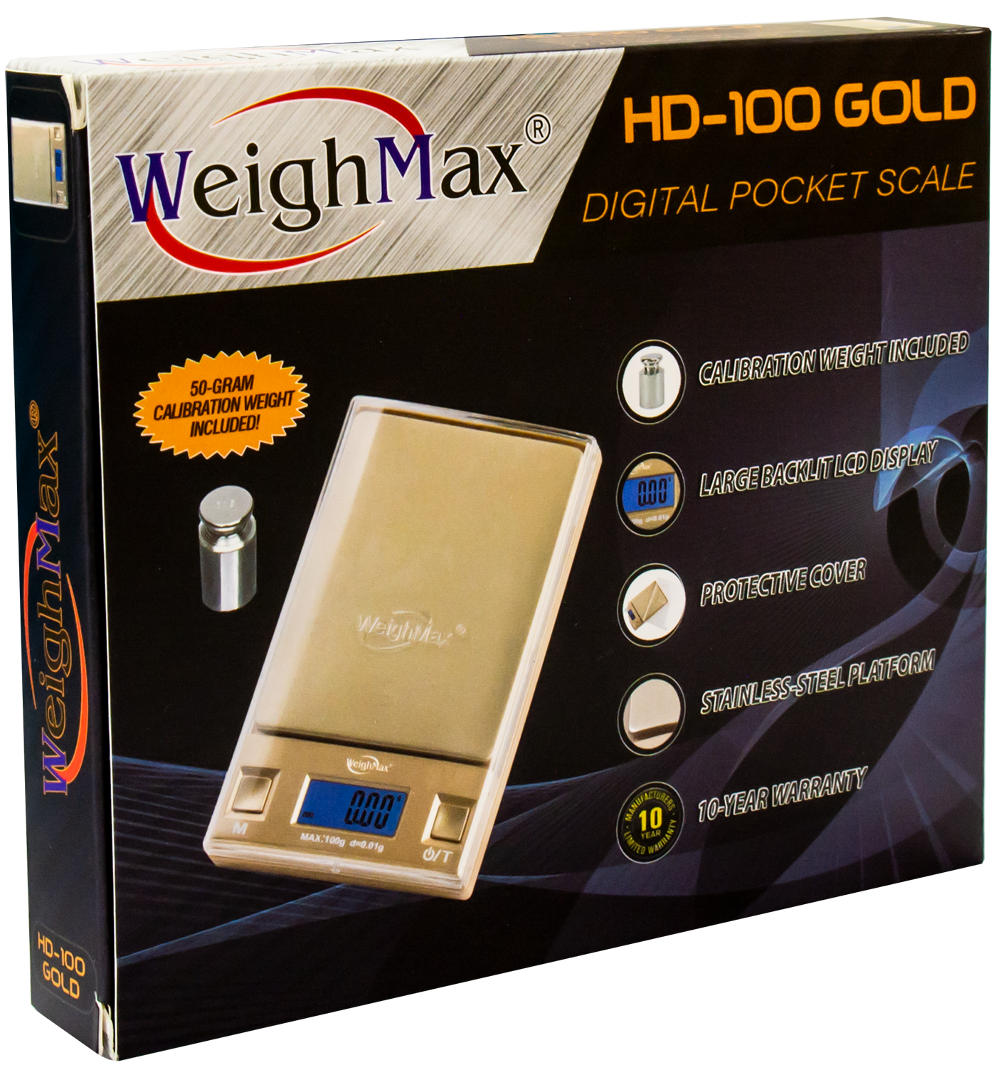 WeighMax | HD-100 Digital Scale | 100g Capacity - 0.01g Readability - Various Colors Scale Biohazard Inc Gold  