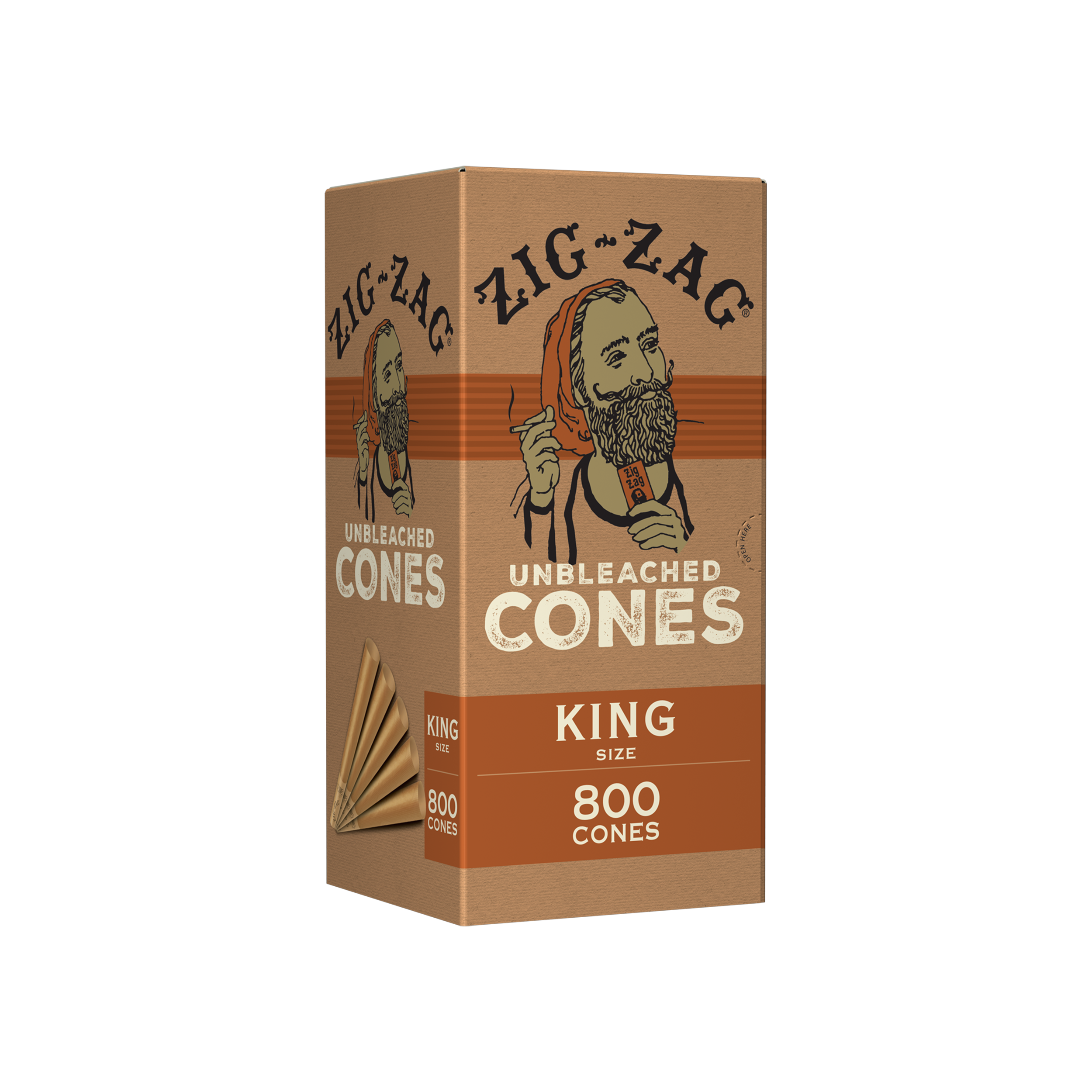 Zig-Zag® | Pre-Rolled Cones King Size | 110mm - Unbleached Brown - 800 Count Pre-Rolled Cones Zig Zag   