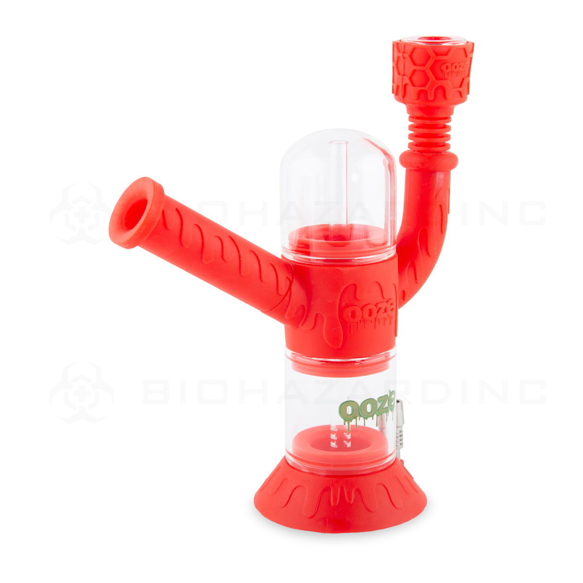 Ooze® | 4-in-1 Cranium Hybrid Silicone Nectar Collector & Water Pipe | Various Colors  Ooze Scarlet  