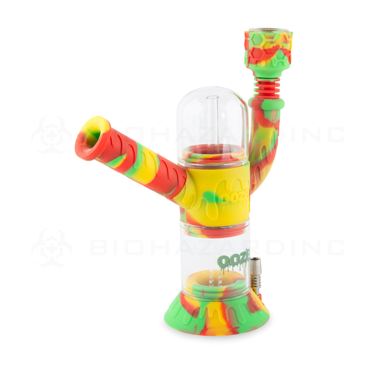 Ooze® | 4-in-1 Cranium Hybrid Silicone Nectar Collector & Water Pipe | Various Colors  Ooze Rasta  