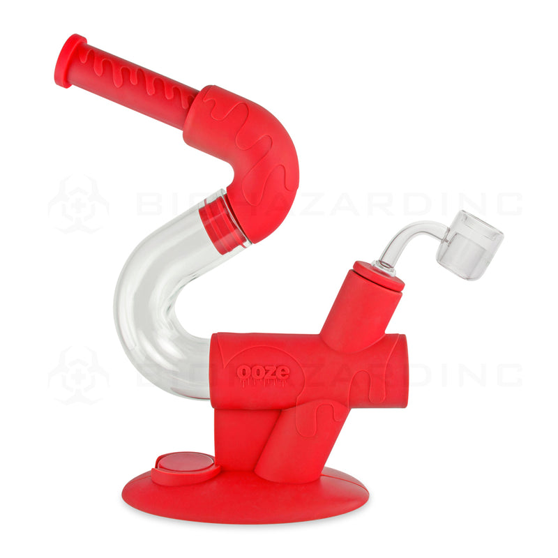 Ooze® | 4-in-1 Swerve Hybrid Silicone Nectar Collector & Water Pipe | Various Colors Nectar Collector Ooze Scarlet  