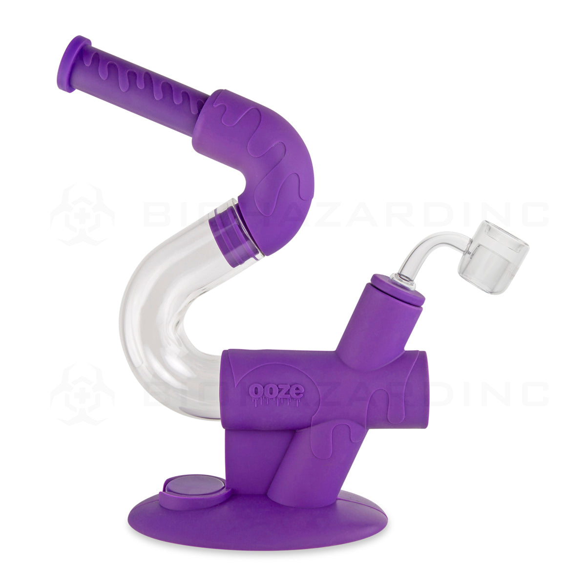 Ooze® | 4-in-1 Swerve Hybrid Silicone Nectar Collector & Water Pipe | Various Colors Nectar Collector Ooze Ultra Purple  