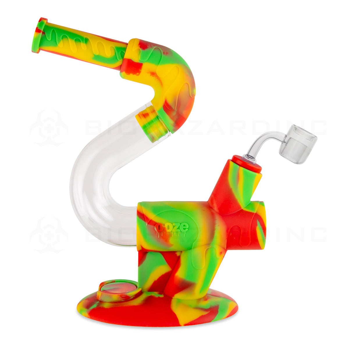 Ooze® | 4-in-1 Swerve Hybrid Silicone Nectar Collector & Water Pipe | Various Colors Nectar Collector Ooze Rasta  