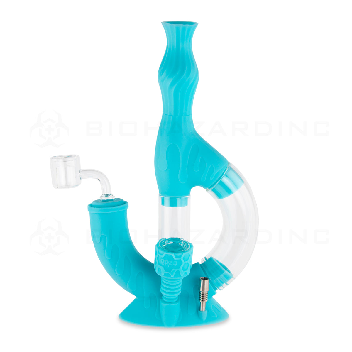 OOZE® | 4-in-1 ECHO Hybrid Silicone Nectar Collector & Water Pipe | Various Colors Nectar Collector Ooze Aqua Teal  