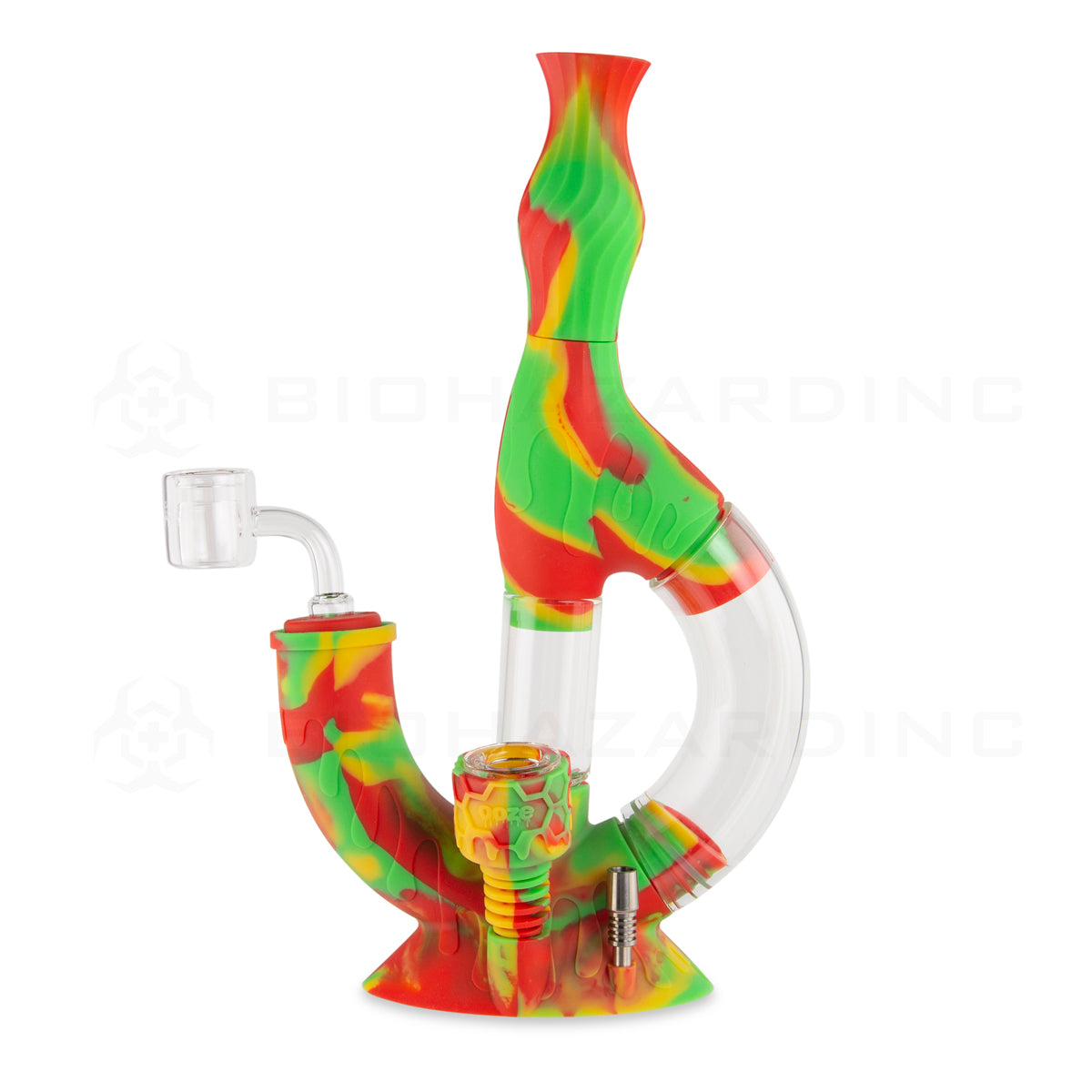 OOZE® | 4-in-1 ECHO Hybrid Silicone Nectar Collector & Water Pipe | Various Colors Nectar Collector Ooze Rasta  