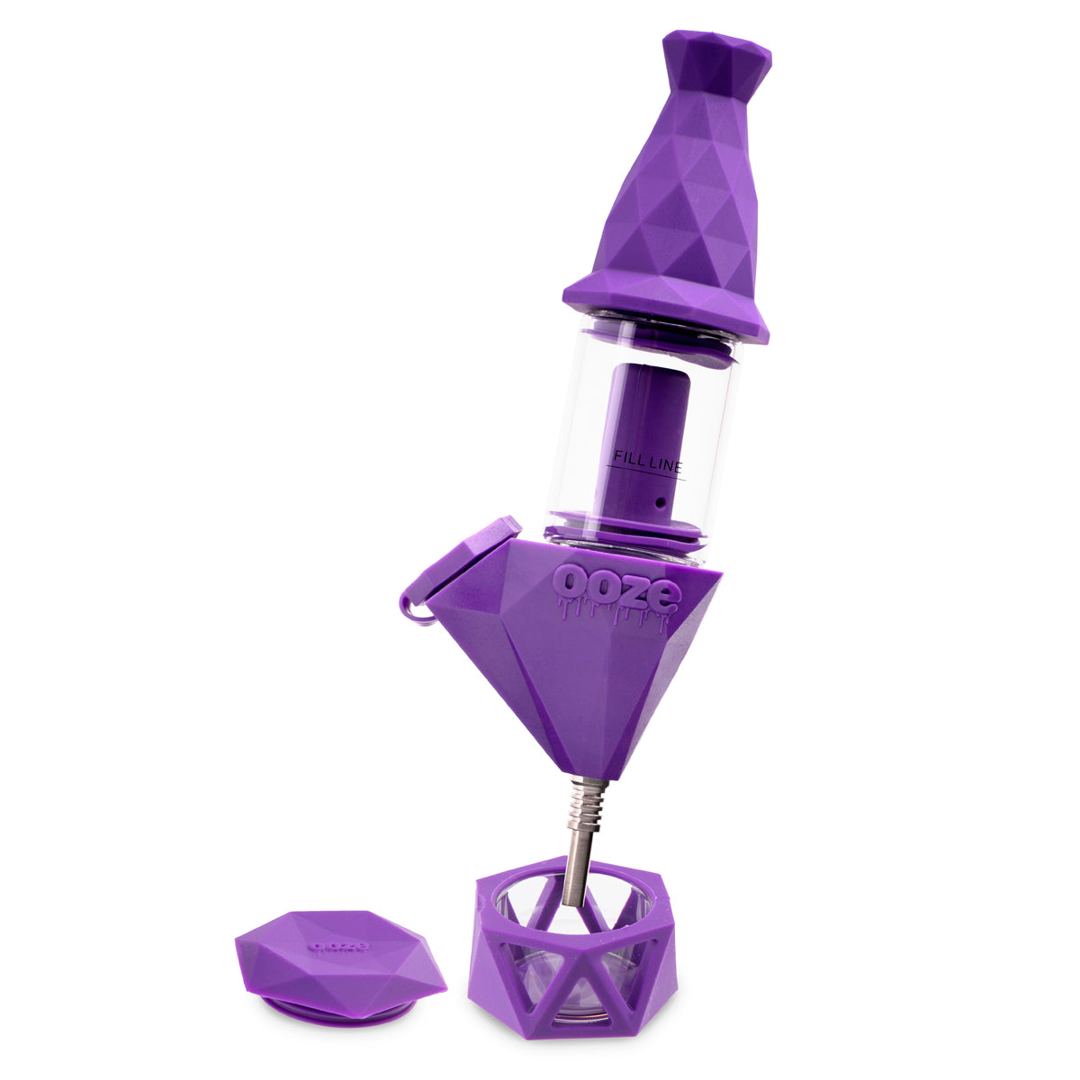 OOZE® | 4-in-1 BECTAR Silicone Nectar Collector & Water Bubbler | Various Colors Nectar Collector Biohazard Inc Ultra Purple  
