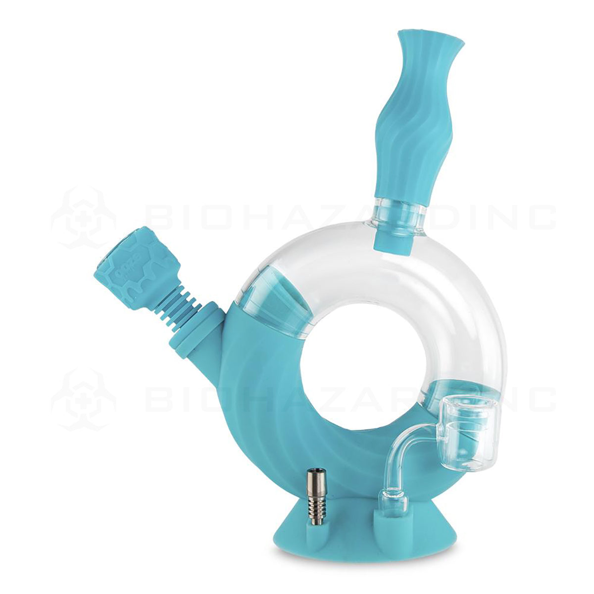 Ooze® | 4-in-1 Ozone Hybrid Silicone Rig Nectar Collector & Water Bubbler | Various Colors  Ooze Aqua Teal  