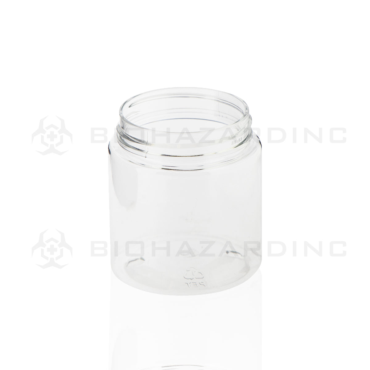 Child Resistant | Clear Plastic Jars w/ Black Dome Caps | 4oz - Clear/Black - 100 Count Child Resistant Jar Biohazard Inc   