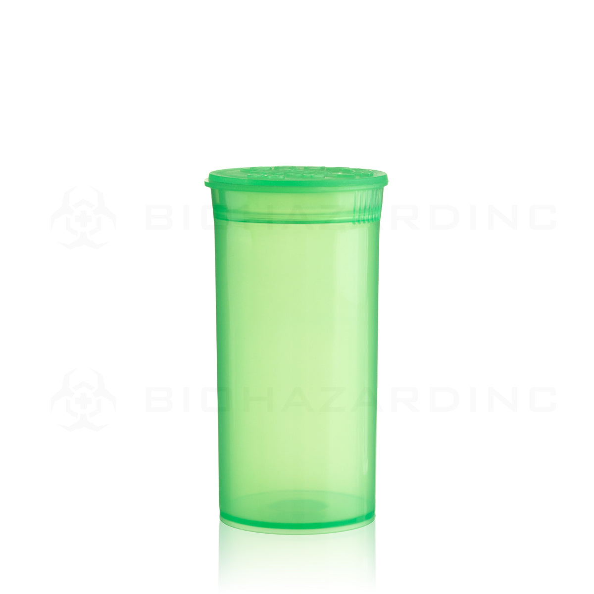 Plastic Pop Top Bottles | 13 Dram - 2 Grams - 315 Count - Various Colors Pop Top Bottle Biohazard Inc Transparent Lime Green  