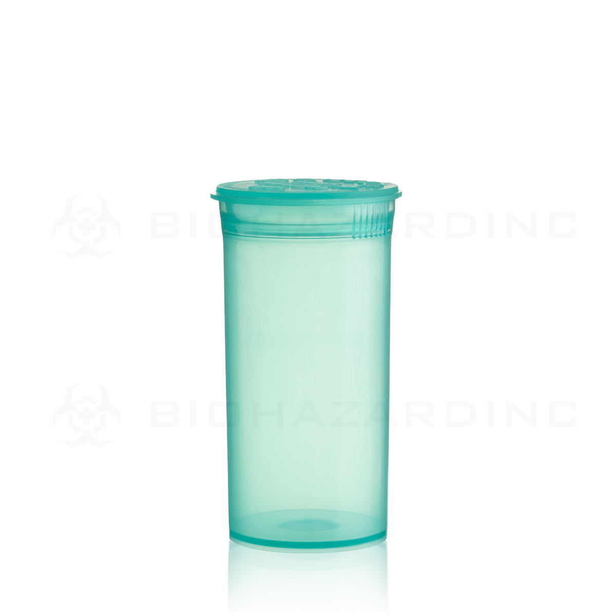 Plastic Pop Top Bottles | 13 Dram - 2 Grams - 315 Count - Various Colors Pop Top Bottle Biohazard Inc Transparent Turquoise  