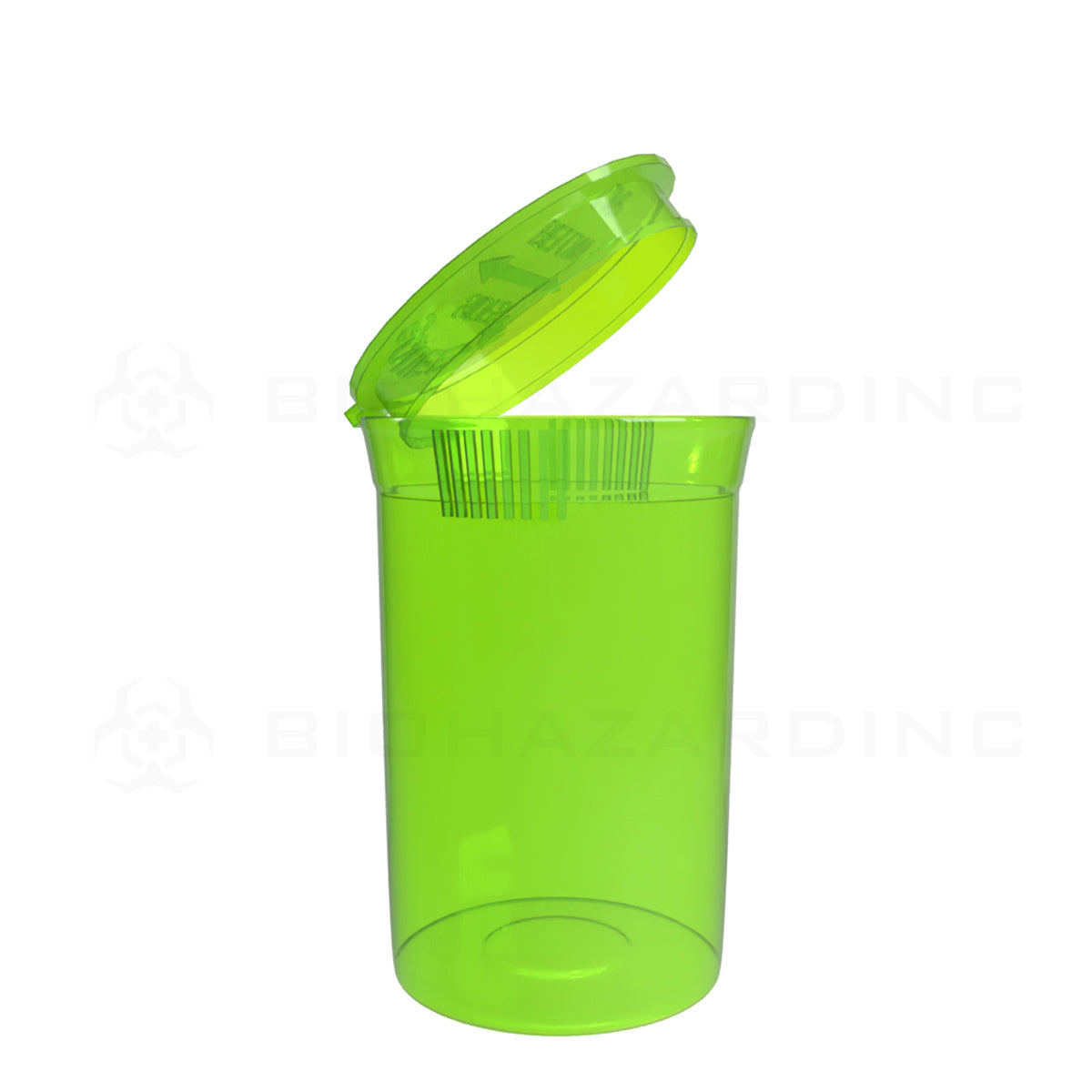 Plastic Pop Top Bottles | 30 Dram - 7 Grams - 160 Count - Various Colors Pop Top Bottle Biohazard Inc Transparent Lime Green  
