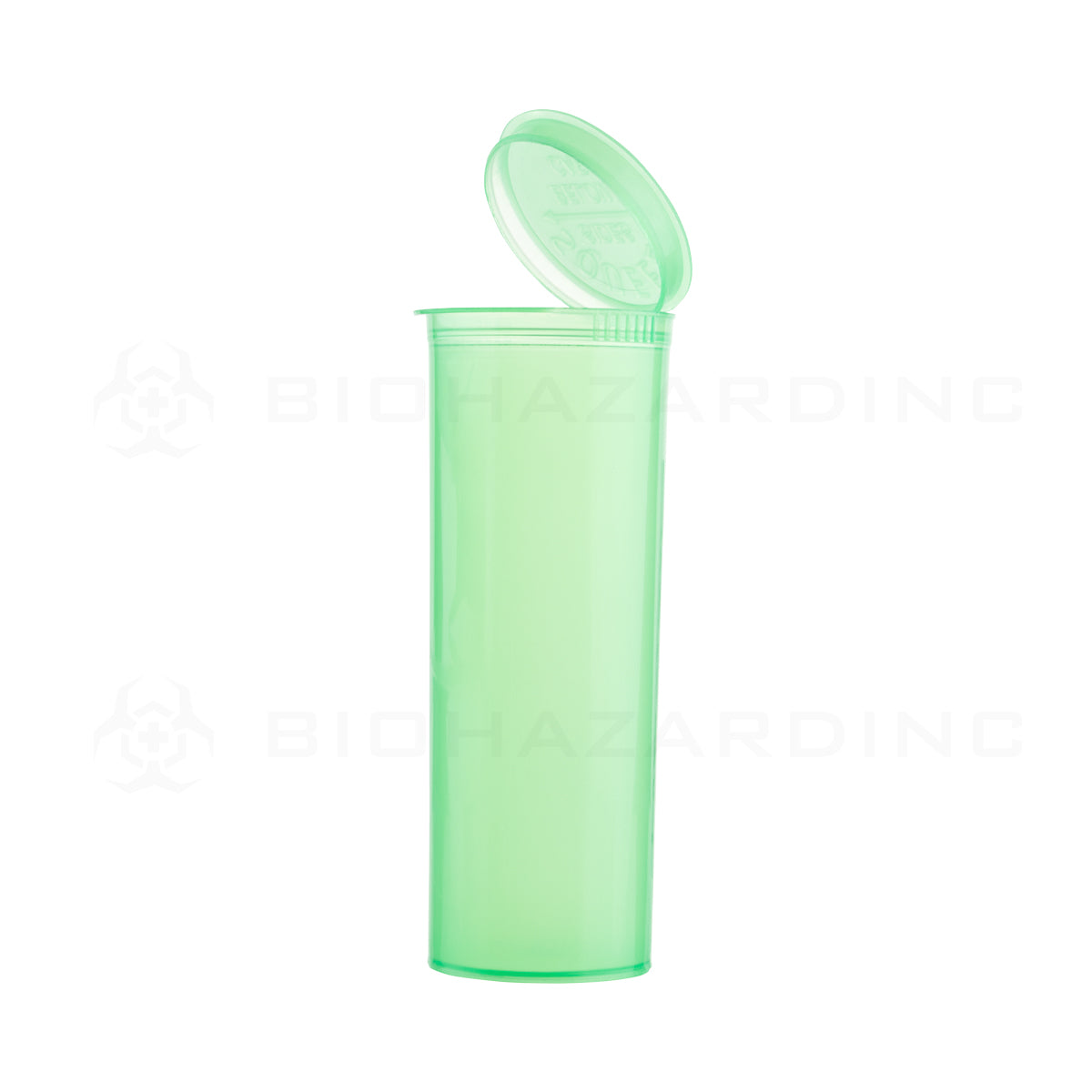 Plastic Pop Top Bottles | 60 Dram - 14 Grams - 75 Count - Various Colors Pop Top Bottle Biohazard Inc Transparent Lime Green  