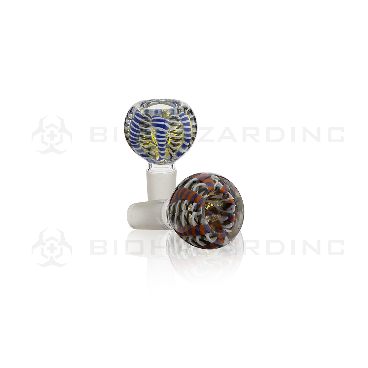 Bowl | Lattacino w/ Stripes Bowl | 14mm - Assorted Colors Glass Bowl Biohazard Inc   