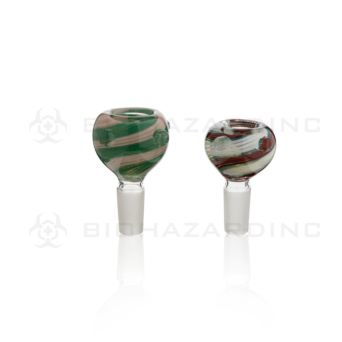 Bowl | Candy Cane Swirl Frit Bowl | 14mm - Assorted Colors 5 Count Glass Bowl Biohazard Inc   