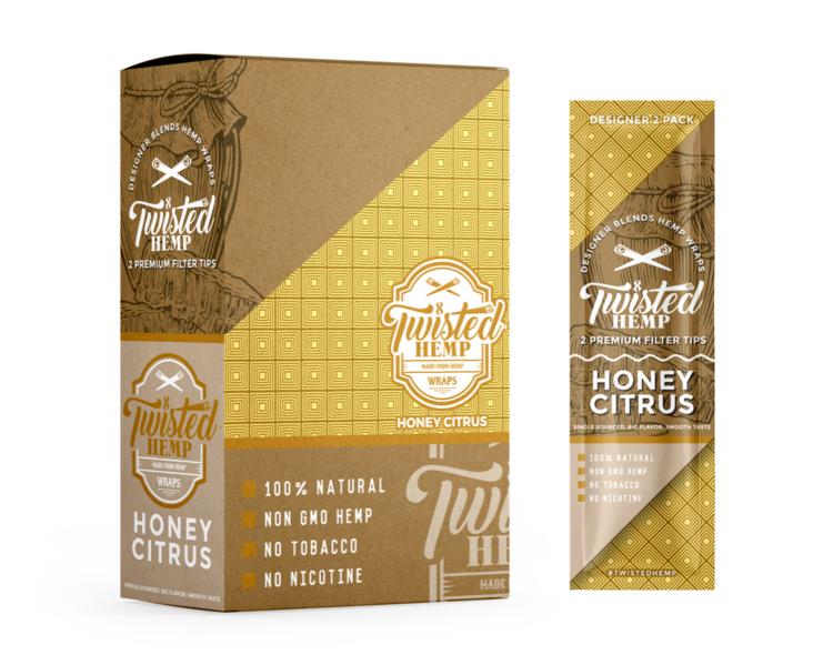 Twisted Hemp™ | Hemp Blunt Wraps w/ Tips | 100mm - Honey Citrus - 15 Count Hemp Wraps Twisted Hemp   