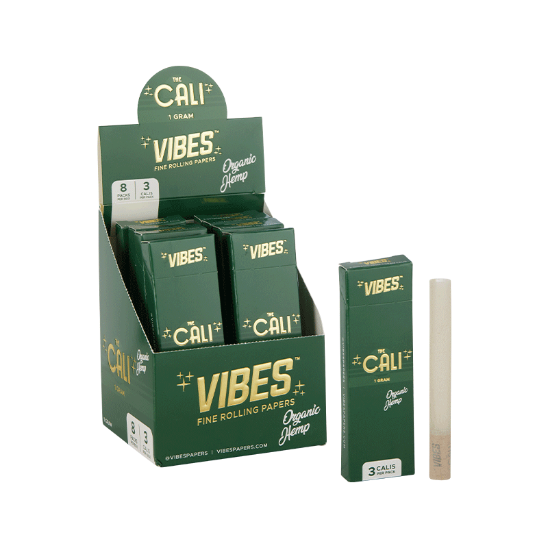 VIBES® | The CALI 1 Gram Pre-Rolled Cones | 110mm - Organic Hemp - 8 Count Pre-Rolled Cones Vibes   