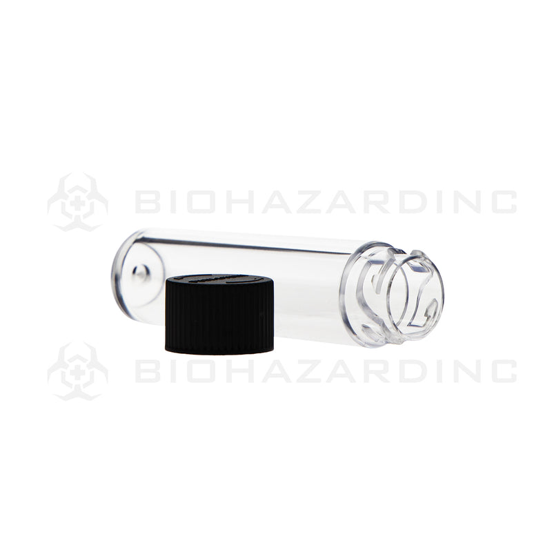 Child Resistant | Push & Turn Vape Cartridge Clear Tubes w/ Black Caps | Various Sizes Storage Tube Biohazard Inc   
