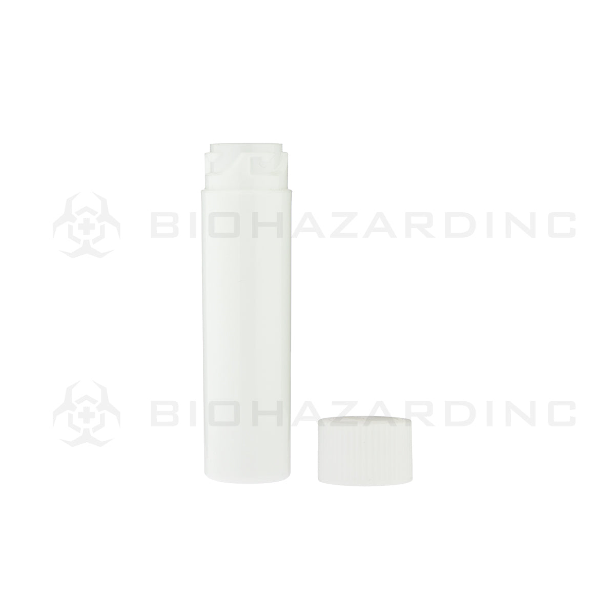 Child Resistant | Push & Turn Vape Cartridge White Tubes w/ White Caps | Various Sizes Storage Tube Biohazard Inc   