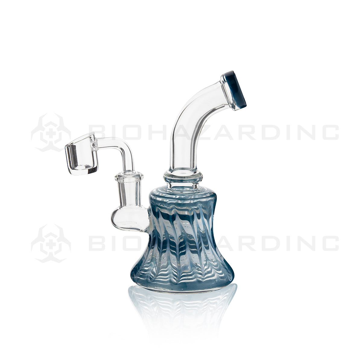 Wrap & Rake | Bent Neck Bell Bottom Water Pipe | 6" - 14mm - Various Colors Glass Dab Rig Biohazard Inc   