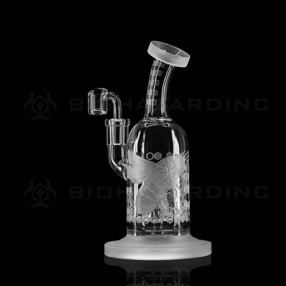 Dab Rig | Deep Etched Hanger Banger | 8" - Killer Bee Design Glass Dab Rig Biohazard Inc   