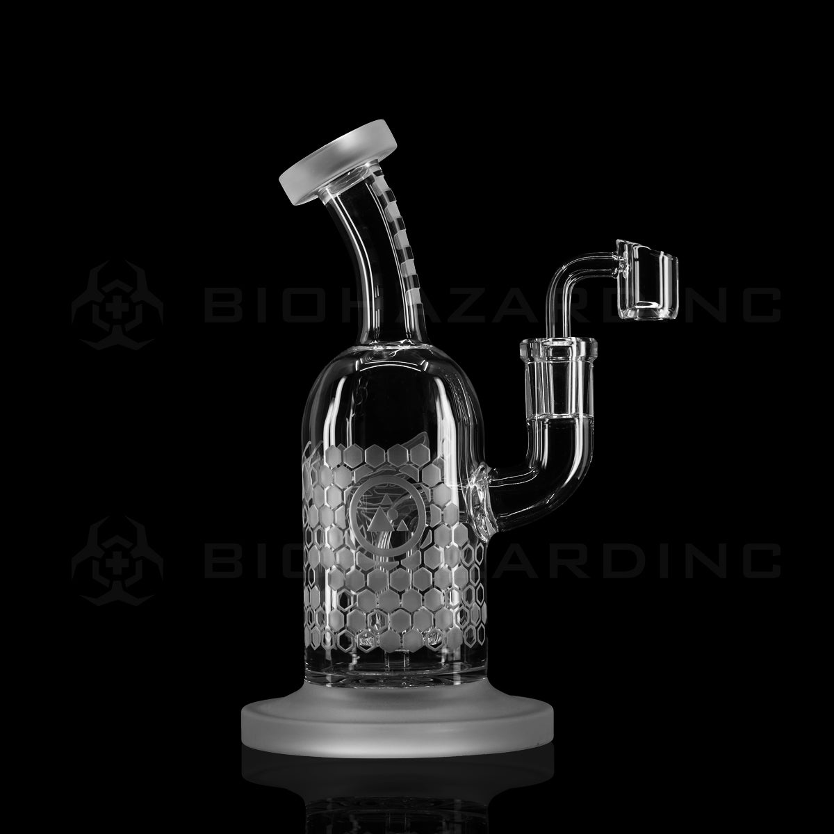Dab Rig | Deep Etched Hanger Banger | 8" - Killer Bee Design Glass Dab Rig Biohazard Inc   