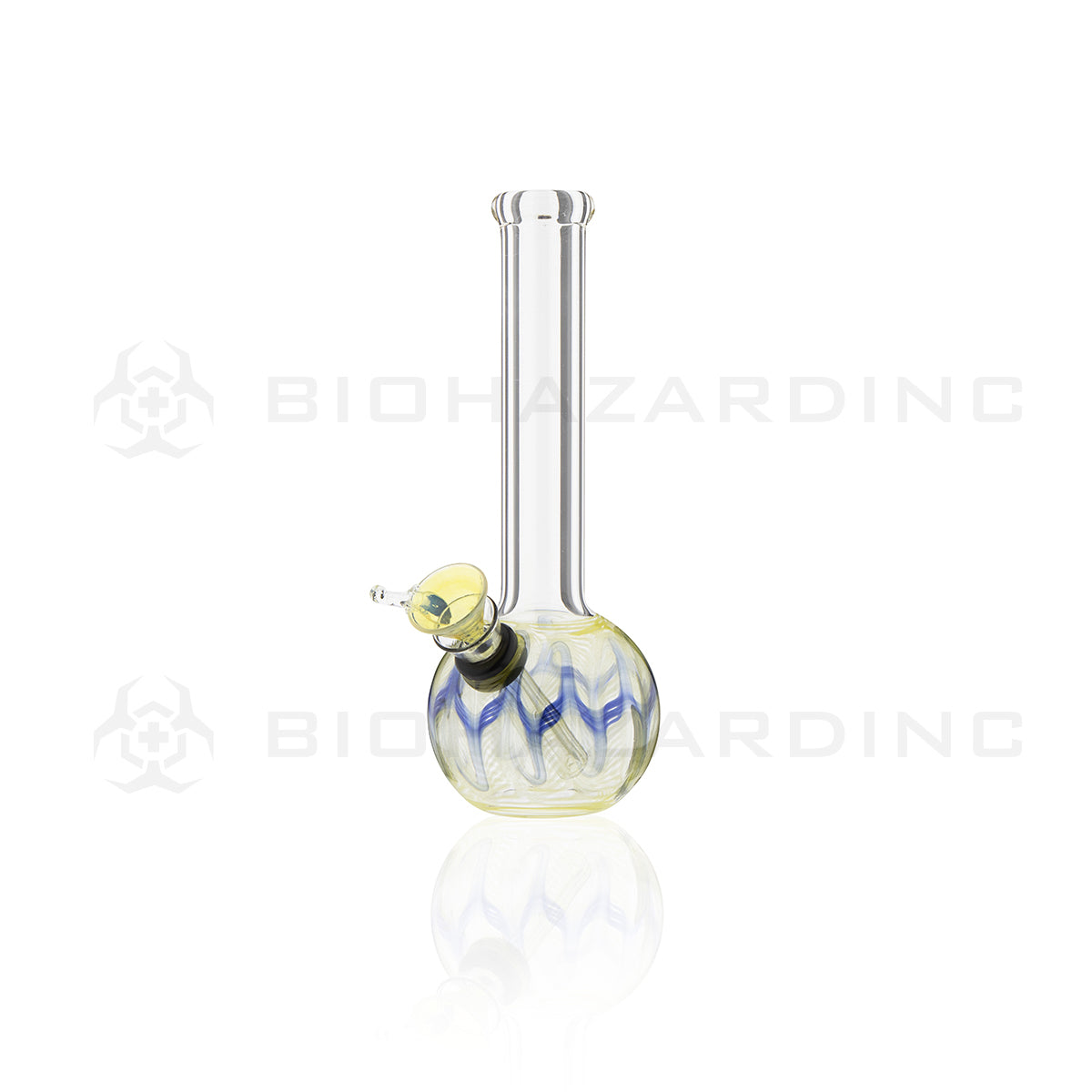 Wrap & Rake | Sleek Straight Glass Water Pipe w/ Slider Bowl | 7" - Slide - Various Colors Glass Bong Biohazard Inc Yellow  
