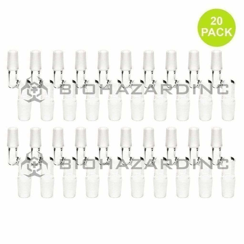 Adapter | Bent 19mm/14mm Male - 20 Count Glass Bong Adapter Biohazard Inc   