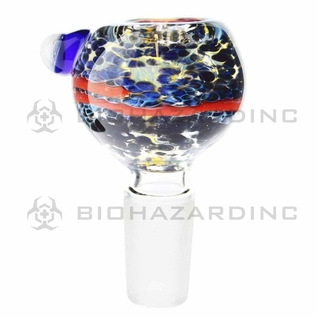 Bowl | Frit w/ Stripe Bowl | 14mm - Assorted Colors Glass Bowl Biohazard Inc   