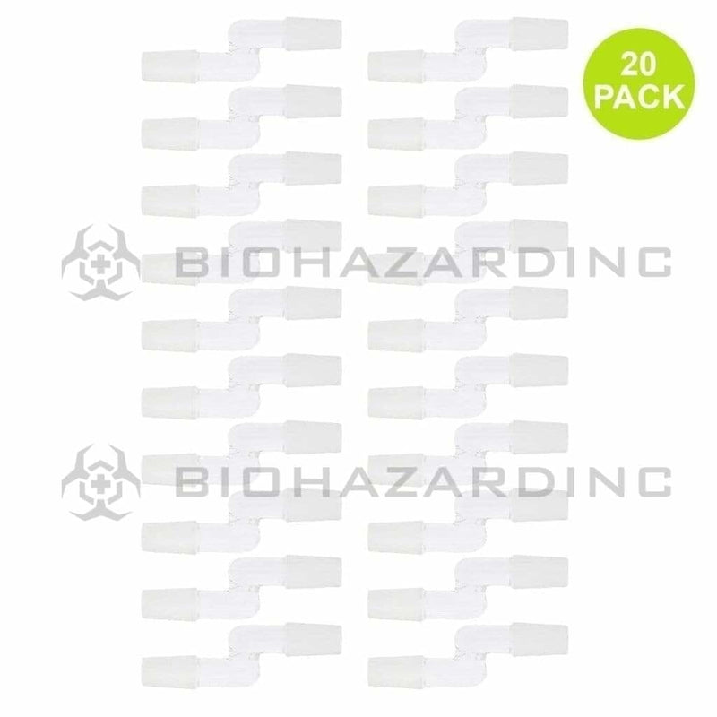 Adapter | Bent 14mm/14mm Male - 20 Count Glass Bong Adapter Biohazard Inc   