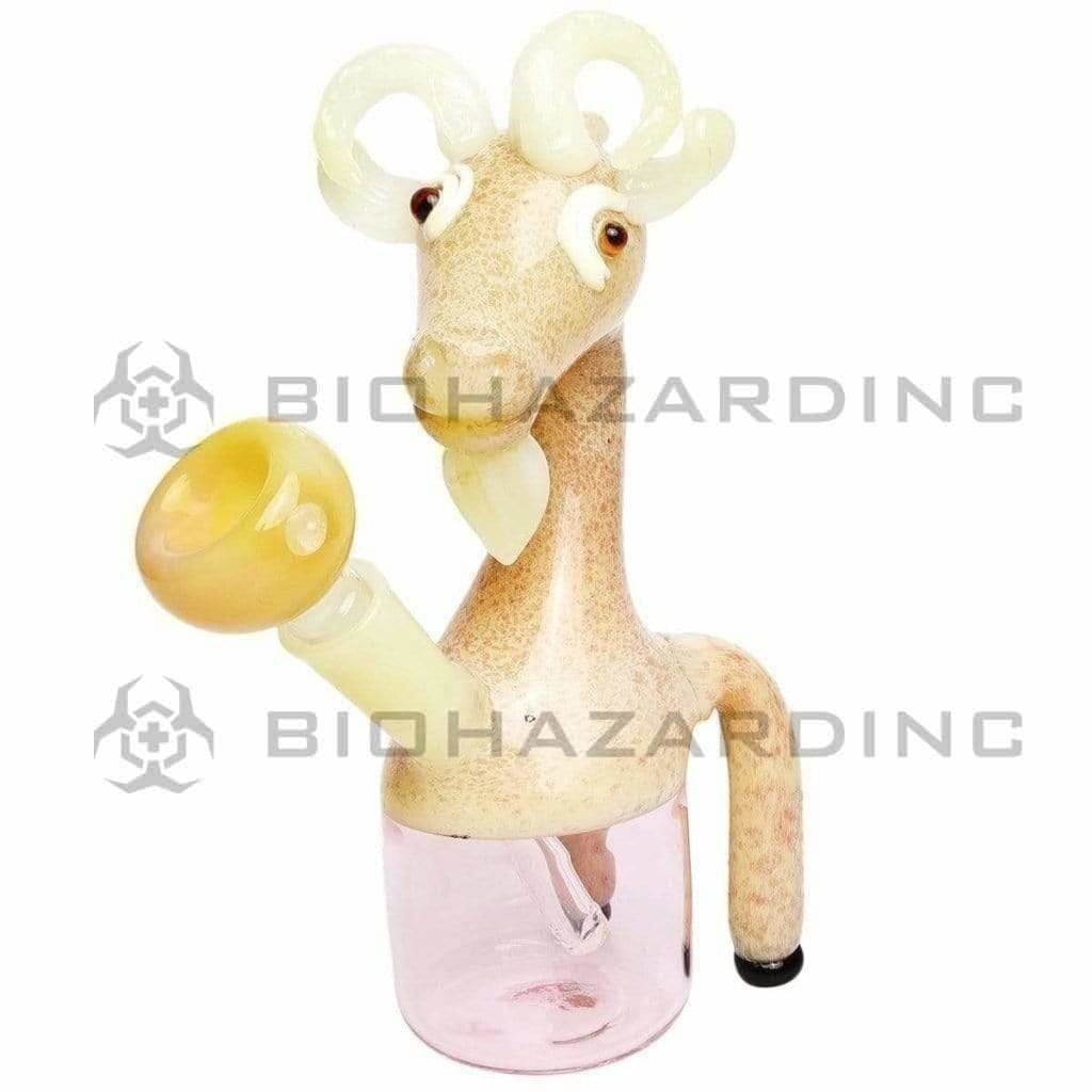 Billy Goat Glass Water Pipe | 6" - Glass - Cream & Rose | Novelty Novelty Hand Pipe Biohazard Inc   