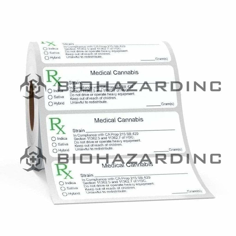 California | CA Compliant Medical Marijuana Labels | 1" x 3" - 1000 Count Compliance Labels Biohazard Inc   