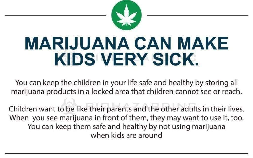 Oregon | OR Marijuana Children Safety Awareness Cards - 1000 Count Compliance Labels Biohazard Inc   