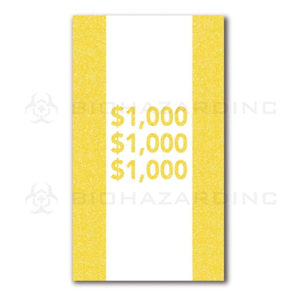 $1,000 Yellow Currency Strap - 100 Bill Capacity | 1,000 Count Currency Strap Biohazard Inc   
