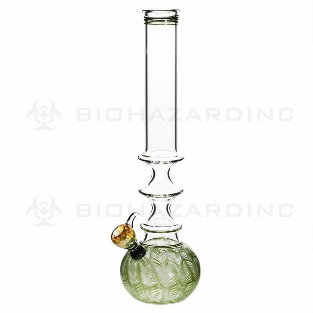 Wrap & Rake | Three Ring 44mm Water Pipe w/ Slider Bowl | 14" - Slide - Various Colors Glass Bong Biohazard Inc Green  