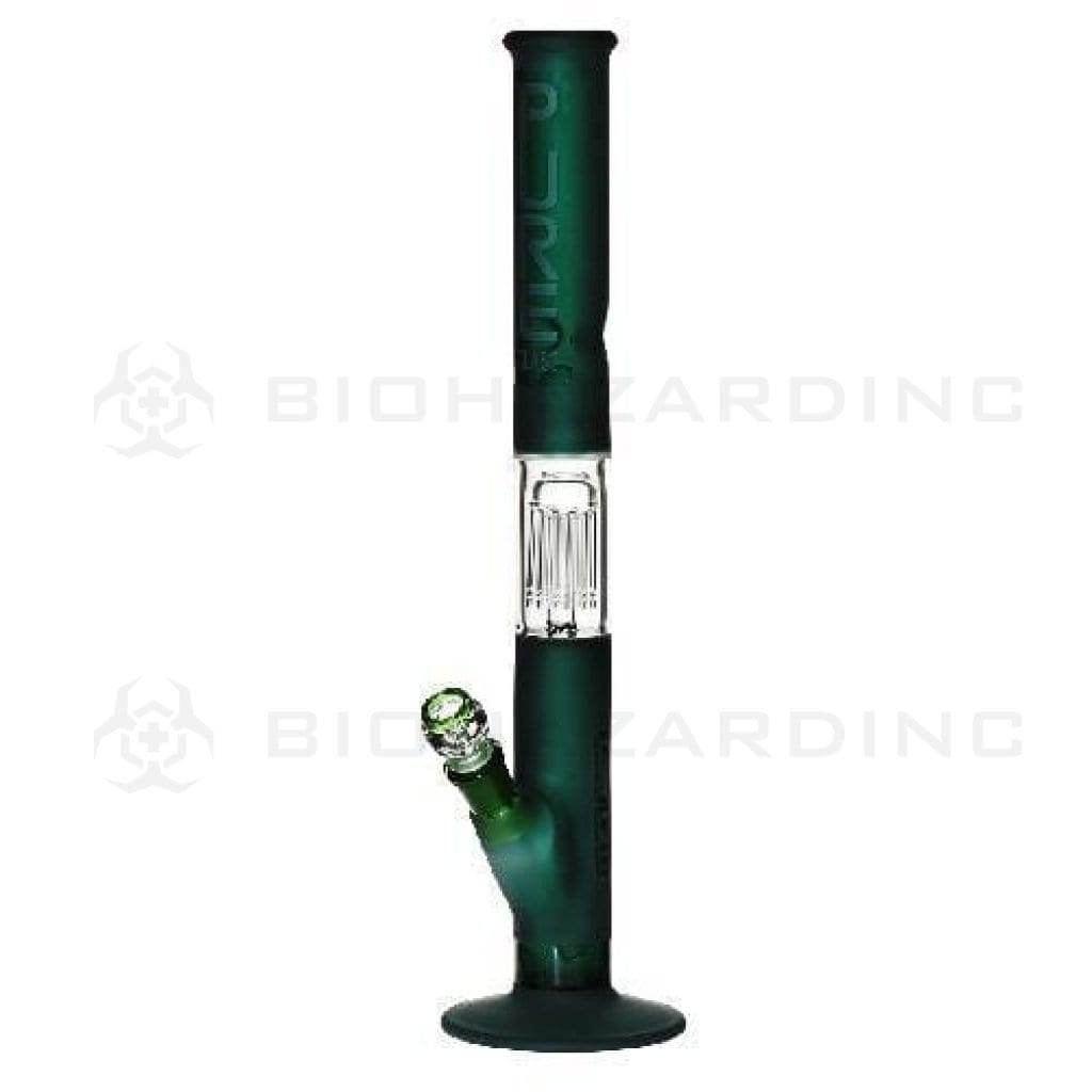 Pure Glass | 10-Arm Tree Percolator + Splash Guard Straight Water Pipe | 18" - 14mm - Various Colors Glass Bong Pure Glass Lake Green Frost  