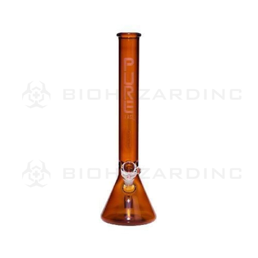 PURE Glass | Classic Beaker Water Pipe | 18" - 14mm - Various Colors Glass Bong Pure Glass Amber  