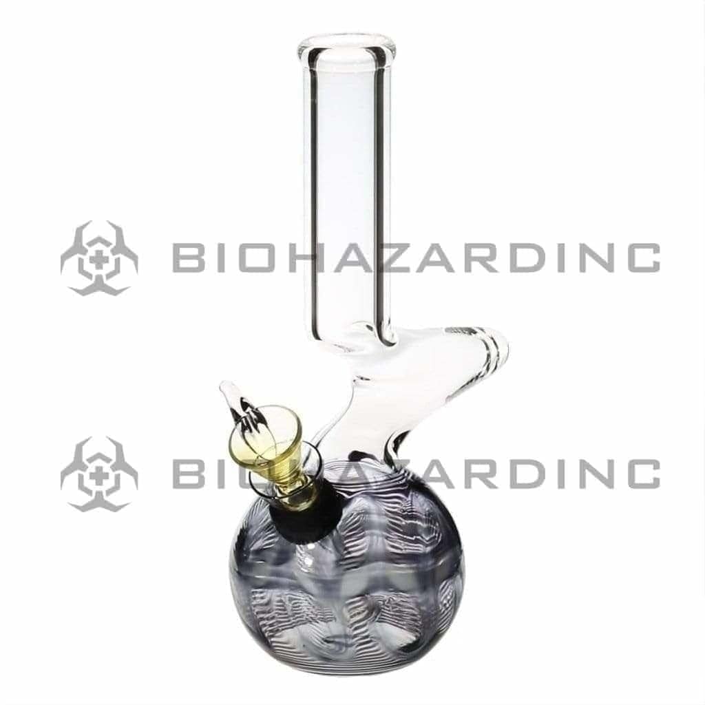 Wrap & Rake | Elbow Water Pipe w/ Slider Bowl | 6" - Slide - Various Colors Glass Bong Biohazard Inc Black  