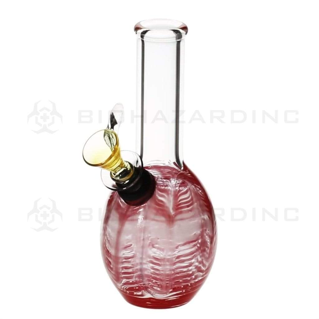 Wrap & Rake | Mini Oval Chamber Water Pipe | 6" - Slide - Various Colors Glass Bong Biohazard Inc Red  