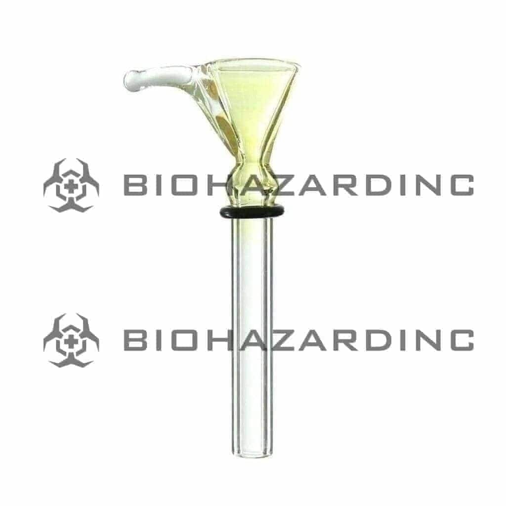 Wrap & Rake | Slider Fumed Funnel Bowl | 6" - 9mm - Yellow Glass Bowl Biohazard Inc   
