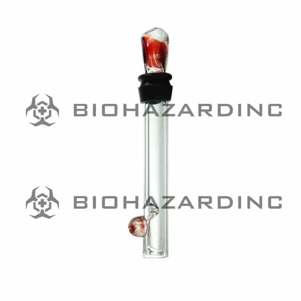 Chillum | Rake Trim Glass Blunt Hand Pipe | 4" - Glass - Assorted Colors Glass Chillum Hand Pipe Biohazard Inc   