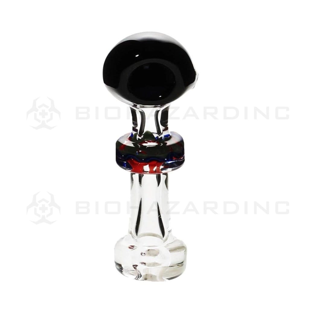 Hand Pipe | Heavy Black Head Bulge | 5" - Glass - Black Glass Hand Pipe Biohazard Inc   