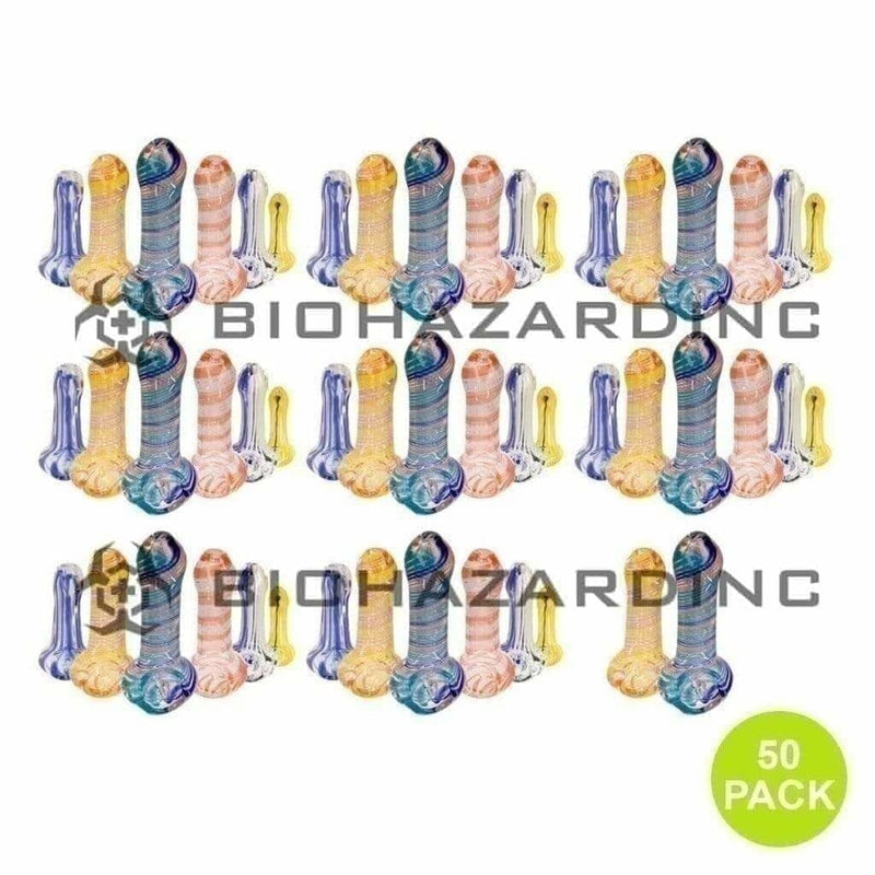 Hand Pipe | Candy Cane Glass | 2-3" - Glass - 50 Count Glass Hand Pipe Biohazard Inc   