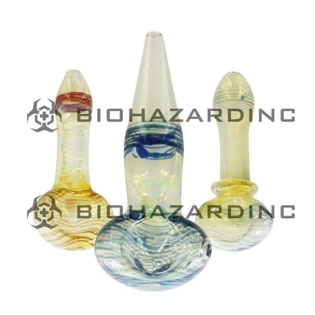 Hand Pipe | Peanut Glass Pipes | 2-4" - Glass - Various Styles Glass Hand Pipe Biohazard Inc 3" - Assorted Colors - 100 Count  